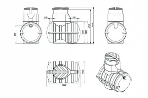 Пластиковая емкость ЭкоПром подземная U 1250 oil (Черный) 1